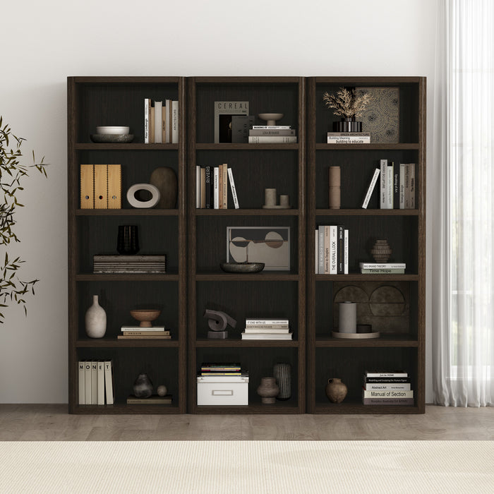 Bibliotheque ouverte moderne Rivington 28\" en noyer fonce - Ensemble de 3