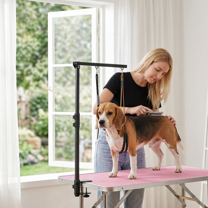 PawHut Bras de toilettage pour chien avec pince reglable 48-82 cm noir