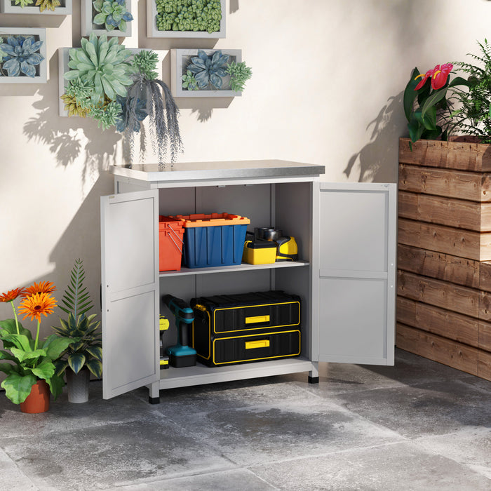 Outsunny Armoire De Rangement En Bois , Abri De Jardin Avec Etagere, Gris