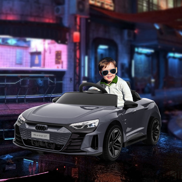 Aosom Audi RS e-tron GT sous licence - Voiture electrique 12V avec telecommande, roues a suspension, demarrage progressif, klaxon, musique, phares, gris