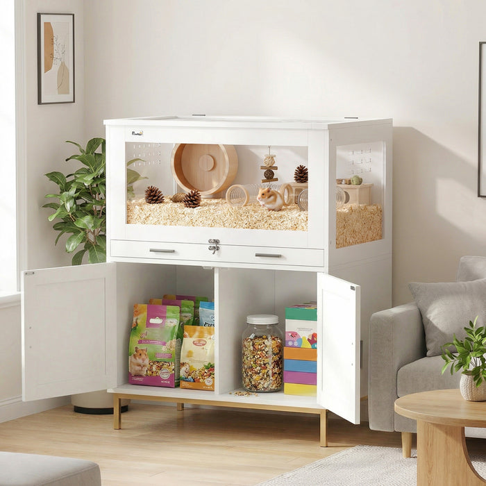 Cage pour hamster avec armoire de rangement, habitat pour cochon d'Inde avec tiroir
