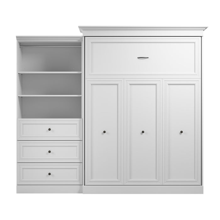 Grand lit escamotable Versatile de Bestar de 103 po (L) avec organisateur de garde-robe et tiroirs - blanc