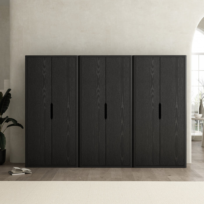 Armoire bibliotheque moderne Rivington 38\" en noir - Ensemble de 3