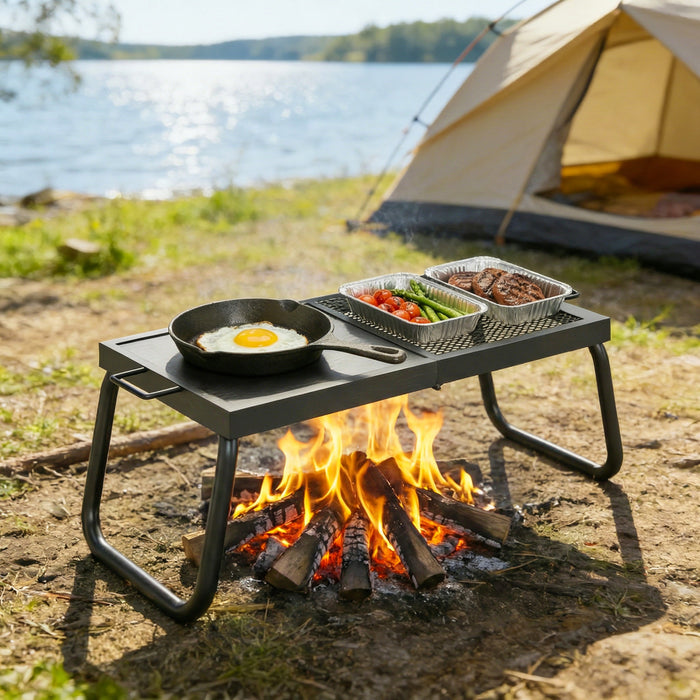 Barbecue pliable pour feu de camp Outsunny, grille portable avec sac de transport, noir