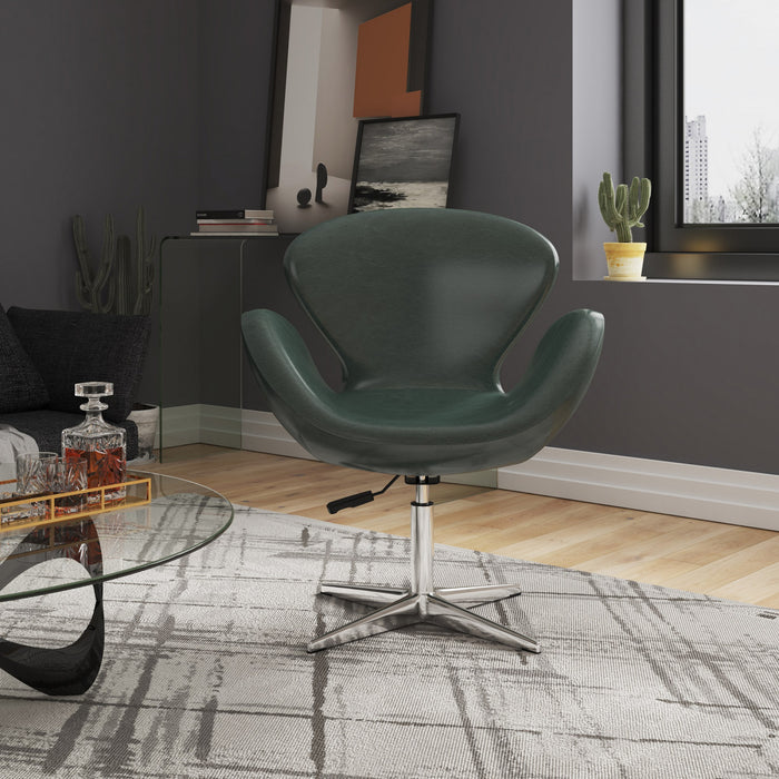 Fauteuil lounge pivotant moderne Raspberry en tissu vert foret - Lot de 2