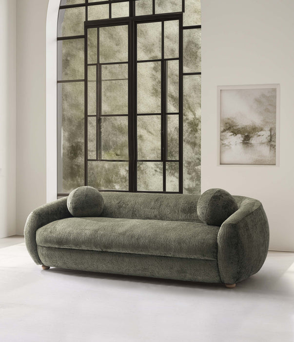 Canape Tribeca style mid-century 218 cm en chenille vert olive