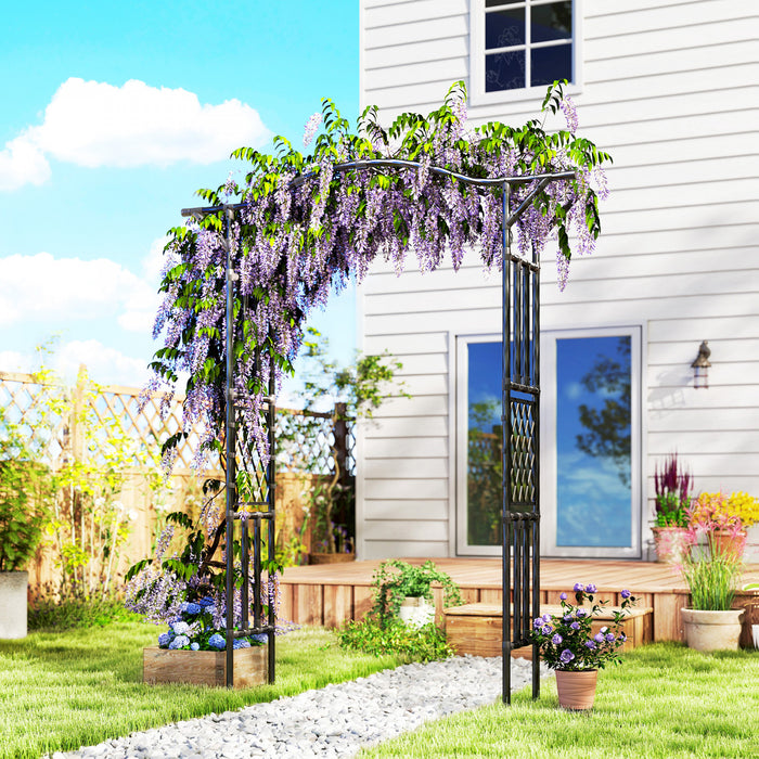 Outsunny Arche de Jardin avec Sommet Releve, Treillis Exterieur, Noir