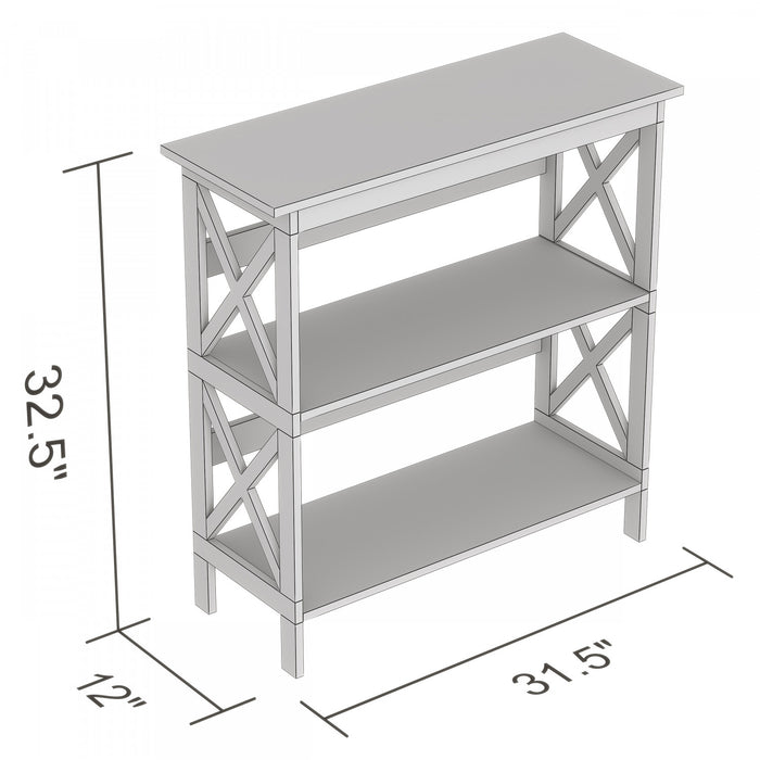 Console de 32 po avec 2 tablettes de rangement - blanche