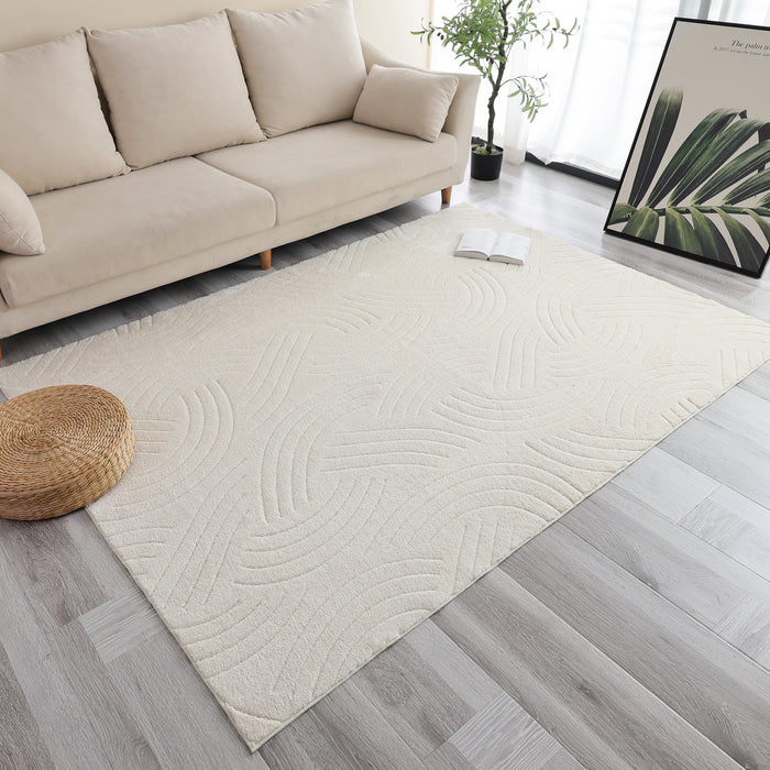 Tapis A Poils Longs Lavable En Velours Creme Crescent 5'x7'