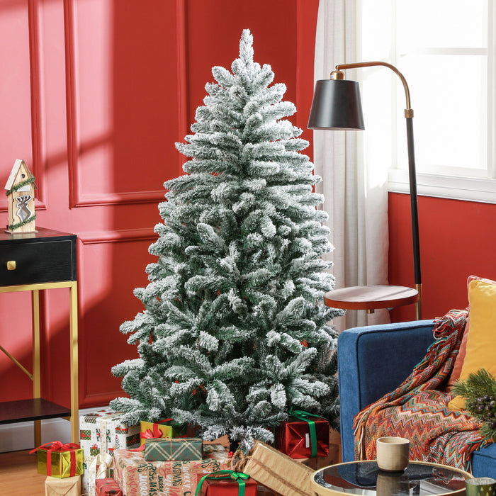 Homcom Arbre De Noel Artificiel Floque De 5 Pieds Avec Pied En Metal