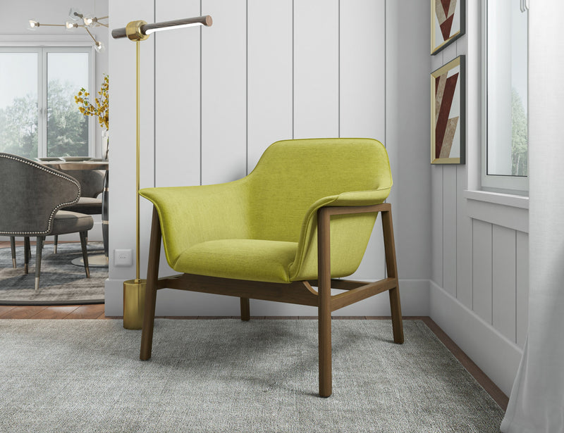 Fauteuil d’appoint Miller style milieu du siecle en tissu lin vert – Lot de 2