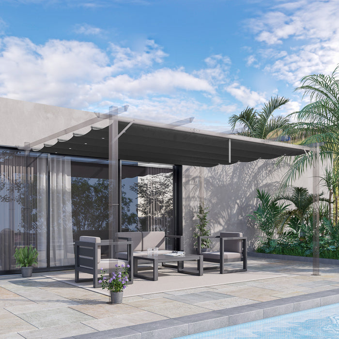 Outsunny Auvent De Rechange Retractable Pour Pergola De 13,1 X 9,8 Pi, Housse De Rechange Pour Pergola, Gris Fonce