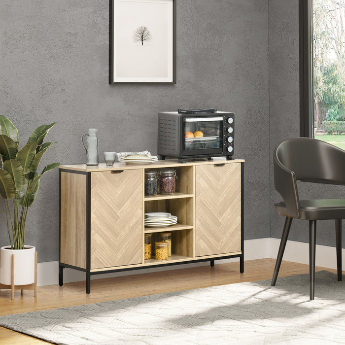 HOMCOM Buffet Armoire Rangement Etageres Reglables Ton Chene