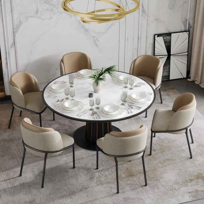 Olivia Ensemble de 6 chaises de salle a manger modernes avec pieds inclines et pieds reglables, beige