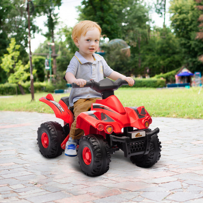 Qaba Quad 6 V Pour Enfants, Vehicule Electrique A 4 Roues Alimente Par Batterie Pour Enfants Avec Musique, Avant, Pour Garcons Et Filles, Tout-petits Ages De 2 A 6 Ans, Rouge