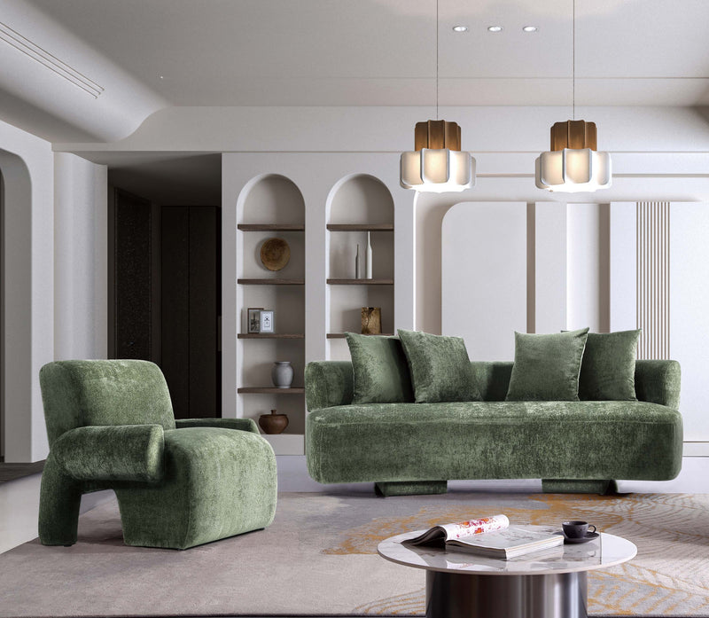 Ensemble de canape 2 pieces Verandah style mid-century modern en vert olive