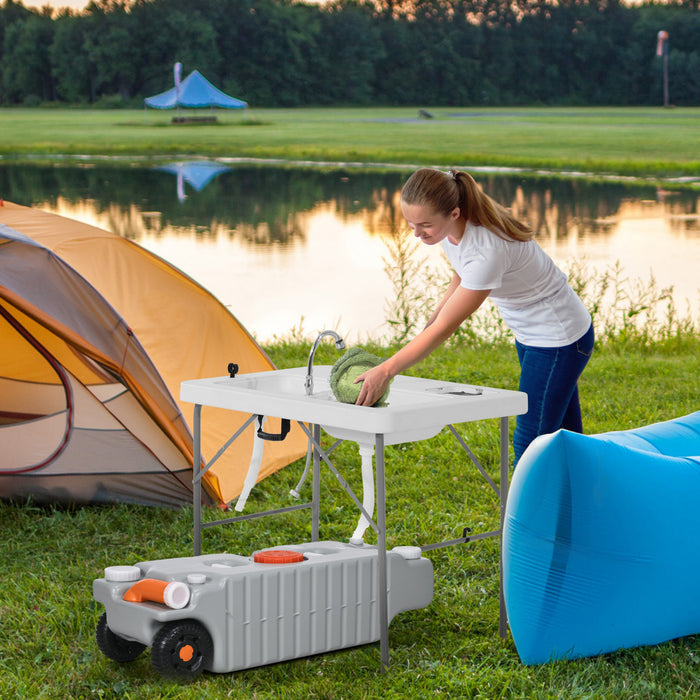 Outsunny Reservoir d'eau portable Outsunny de 19,8 gallons pour eaux usees