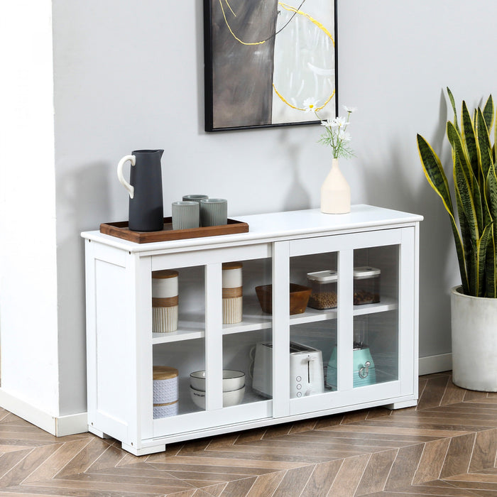 HOMCOM Buffet de cuisine modulable avec porte coulissante vitree
