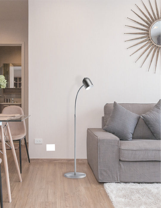 Lampe à pied de Dainolite avec fini chromé satiné et ampoule à DEL de 5 W