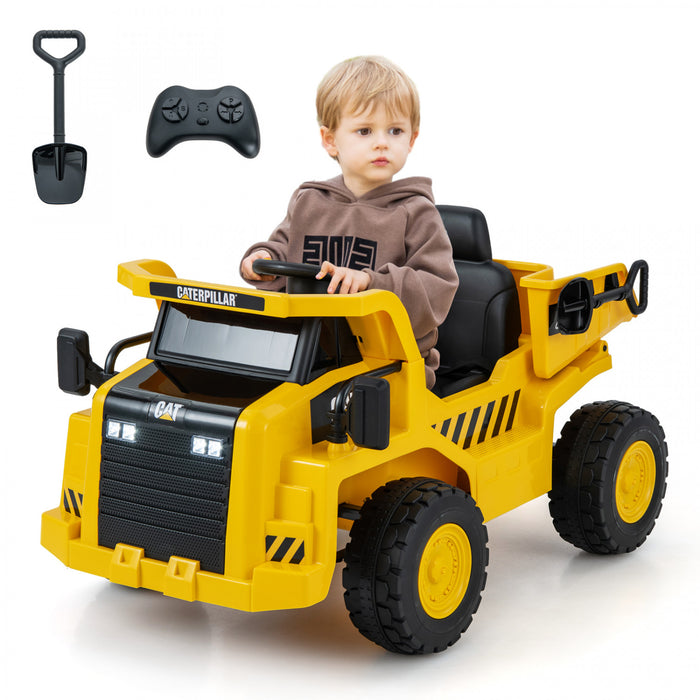 Costway Kids Ride Sur Camion A Virure Avec 2.4g Telecommande De Travail Megaphone Pelle A Sable