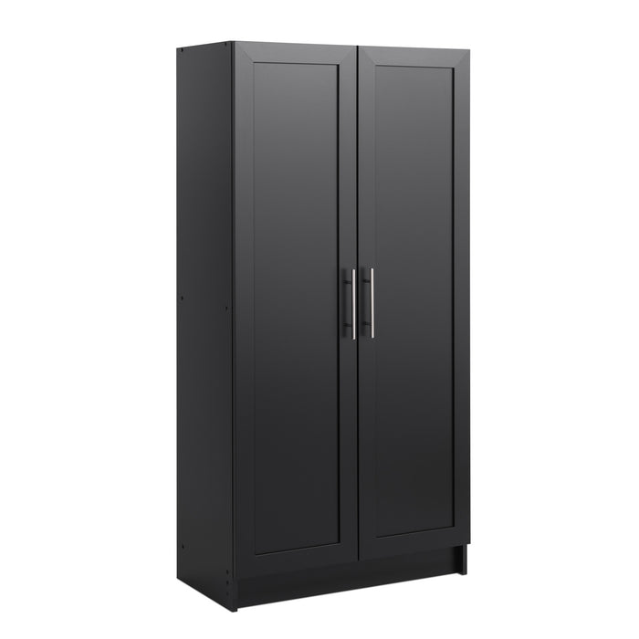 Armoire d’appoint de rangement Elite avec portes à panneaux et 3 tablettes - noire