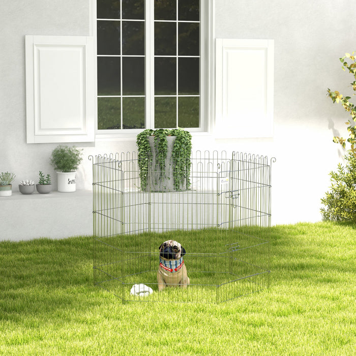 PawHut Parc pour Chiens et Chiots a 8 Panneaux, Enclos d’Exercice pour Animaux, Interieur/Exterieur, 91 cm de Haut