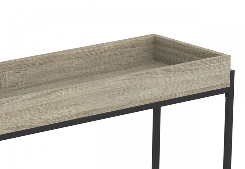 Console moderne de 40 po avec plateau encastré - taupe foncé avec métal noir