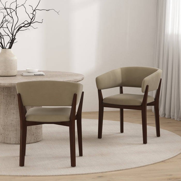 Fauteuil Blake moderne en faux mohair avec accoudoirs en bois, lin – Lot de 2
