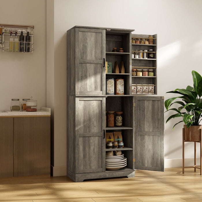 HOMCOM Buffet style ferme, meuble de rangement de cuisine, gris