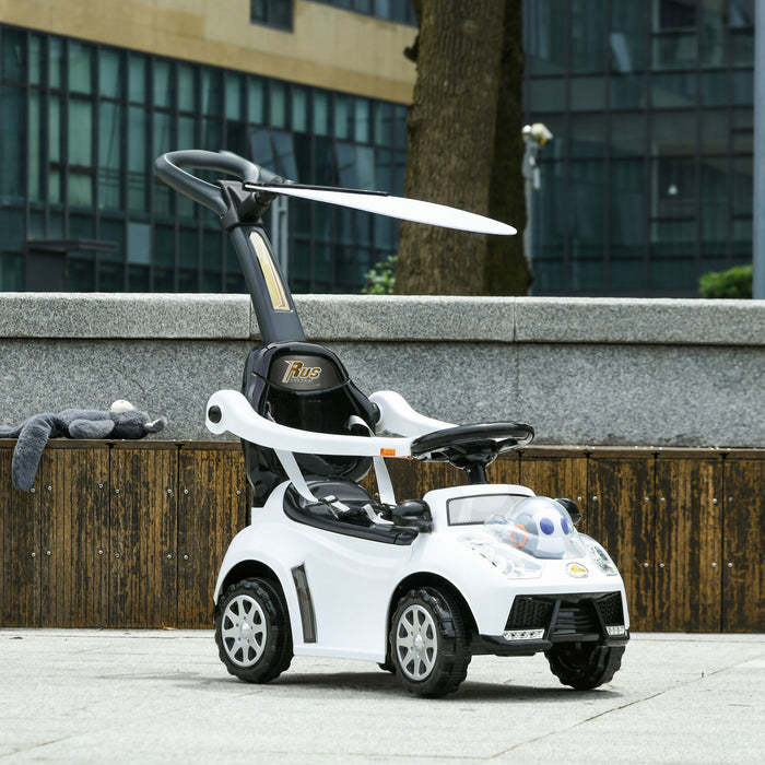 Qaba Voiture 3 En 1 Pour Enfants Voiture Coulissante Pour Tout-petit, Blanc