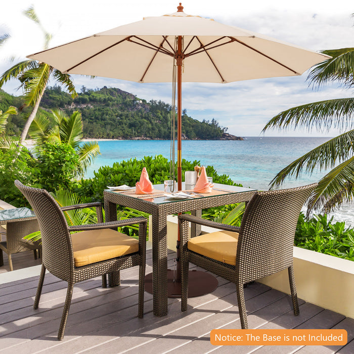 Costway Parasol de marche a poulie en corde 9,5FT avec baleines en fibre de verre Beige