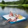 Outsunny 8' x 6' Water Inflatable Floating Dock, Rafting Platform Island, Large Mat with Air Pump & Backpack, for Pool, Beach, Ocean, Blue