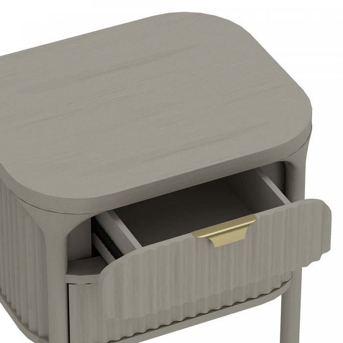 Table de nuit contemporaine Park 24\" en bois massif gris (2 tiroirs)
