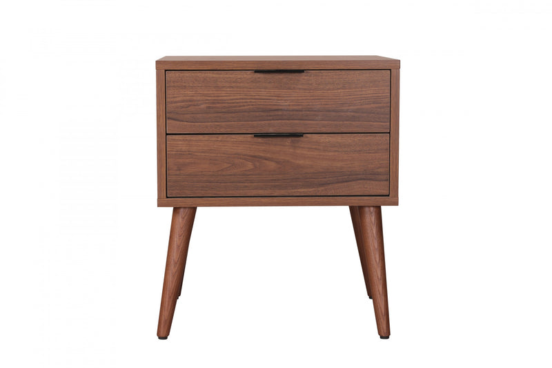 Table De Nuit Flashby Avec 2 Tiroirs - Faux Noyer