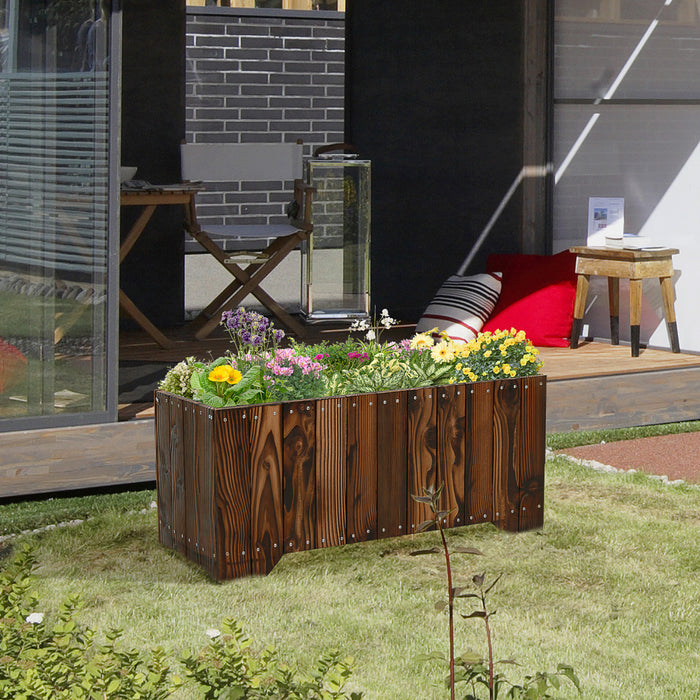 Outsunny 37,5\"x15\"x15,75\" Lit De Jardin Sureleve Lit De Jardin En Bois Jardiniere D'exterieur Boite Rectangulaire Boite De Jardiniere De Legumes Surelevee Boite De Culture Pour Le Jardinage Exterieur De Balcon De Terrasse De Patio
