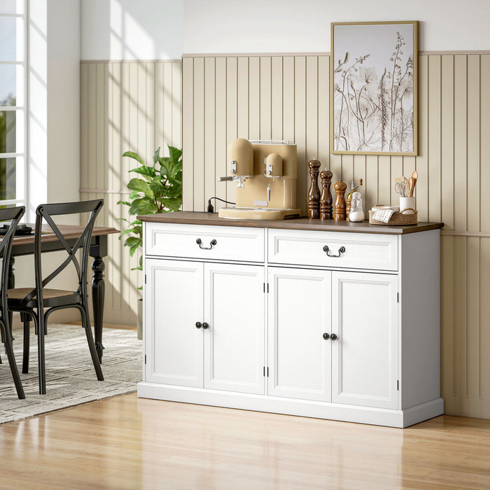 HOMCOM Buffet avec Station de Chargement, 55\", Blanc