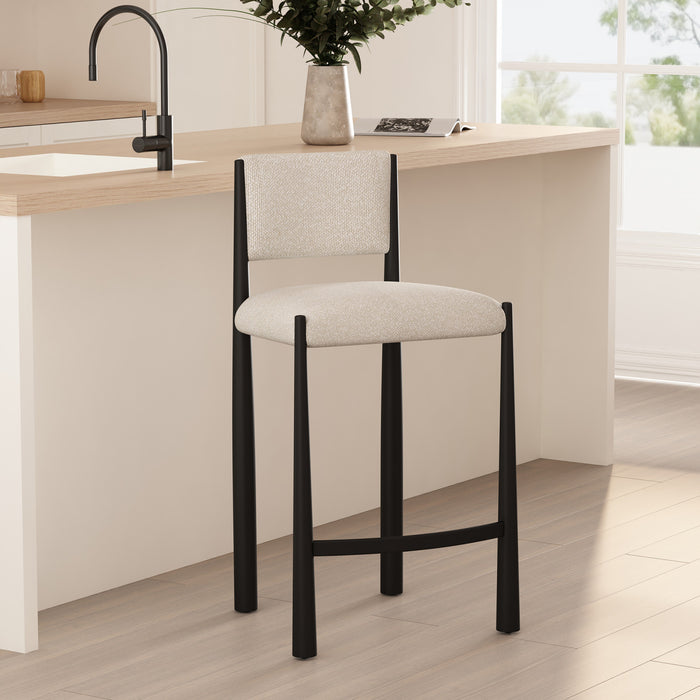 Tabouret de comptoir en metal boucle creme style mid-century modern Lennor
