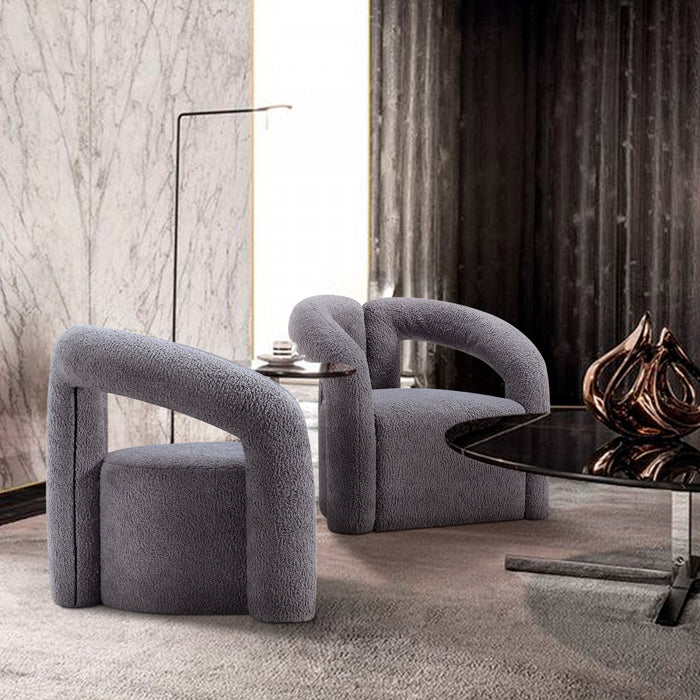 Fauteuil lounge Darian moderne en boucle gris - Lot de 2