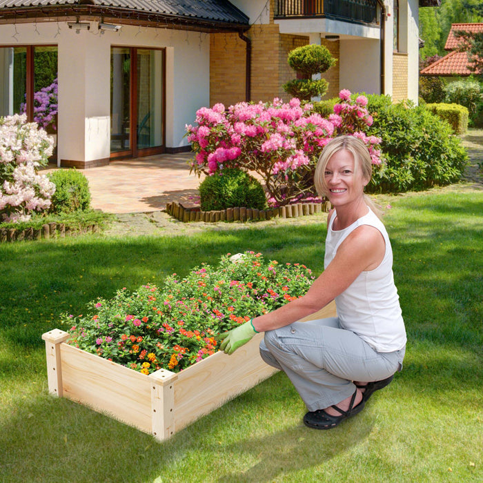 Costway Souleve Jardin Lit Sapin Bois Bois Carre Bois Planter Boite Pour Fleur Exterieur