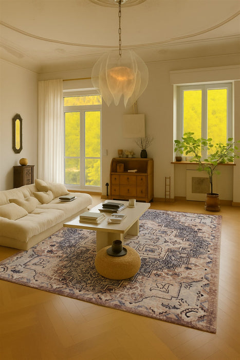 Tapis Lavable/Traditionnel Esmira 8'0\" x 10'0\" en Bleu