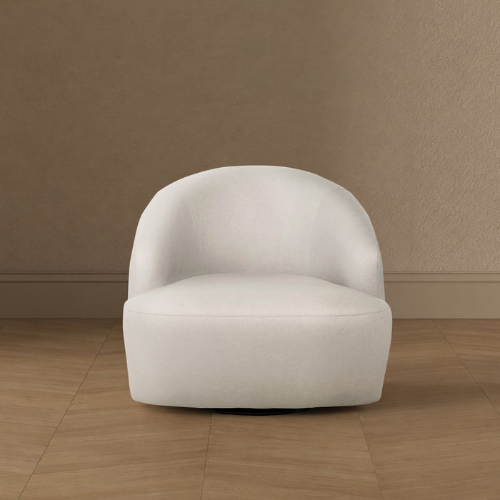 Fauteuil d’appoint pivotant moderne contemporain Lukas, rembourre, couleur creme