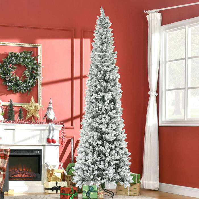 Homcom Arbre De Noel Artificiel Floque De 9 Pieds Avec Base En Acier, Vert