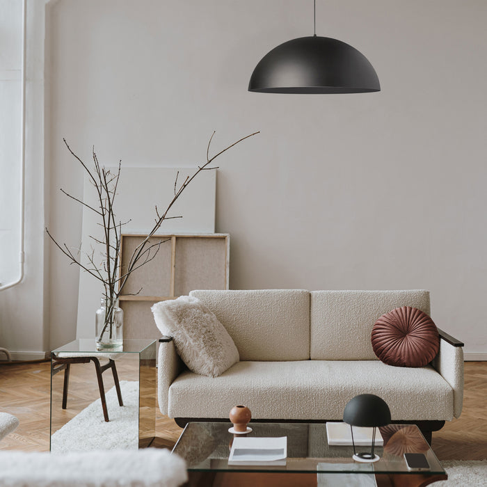 Grand luminaire suspendu Ofelia de Dainolite avec fini noir mat et 1 ampoule