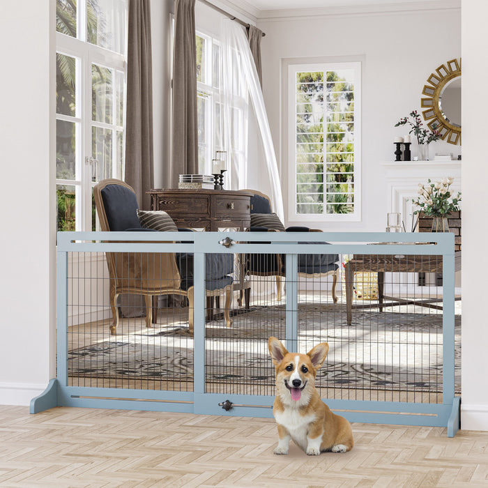 Pawhut Barriere Autoportante Pour Animal Domestique, Barriere Pliable En Bois Avec Longueur Reglable De 41\"-72\", Barriere Pour Chiens De Petite Et Moyenne Taille, Gris