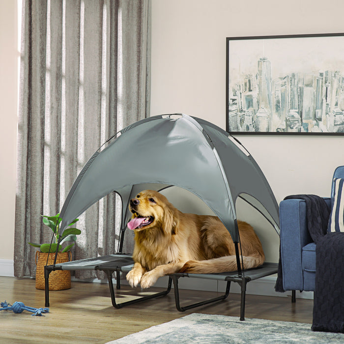 Pawhut Lit Sureleve Pour Animal Domestique Lit Pour Chien Portable Exterieur Et Interieur Tente De Lit Auvent Abri Instantane Gris