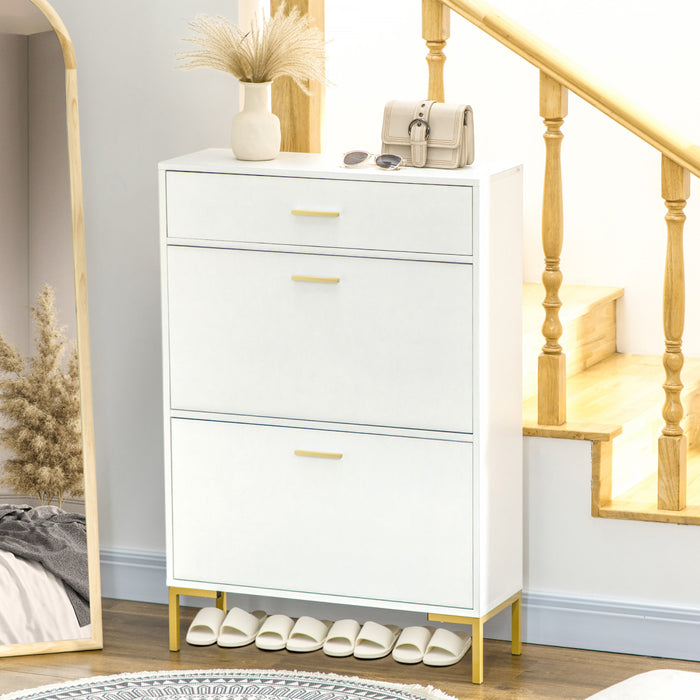 HOMCOM Armoire de rangement pour chaussures moderne avec portes rabattables