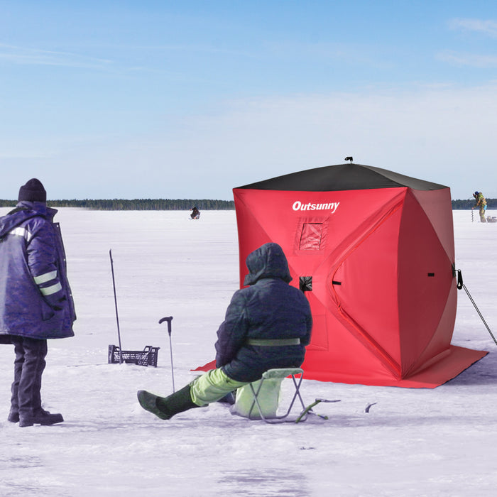 Outsunny Tente De Peche Portable Pour 2 Personnes Avec Fenetres