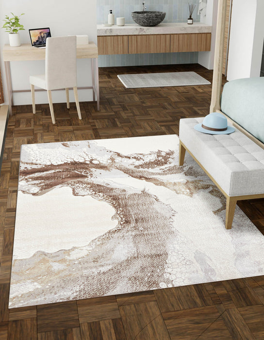 Tapis Contemporain/Moderne Bloom 8'0\" x 10'0\" en Brun clair
