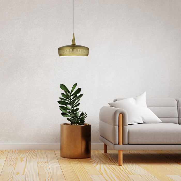 Luminaire suspendu Pixie de Dainolite avec fini peint laiton vieilli et 1 ampoule