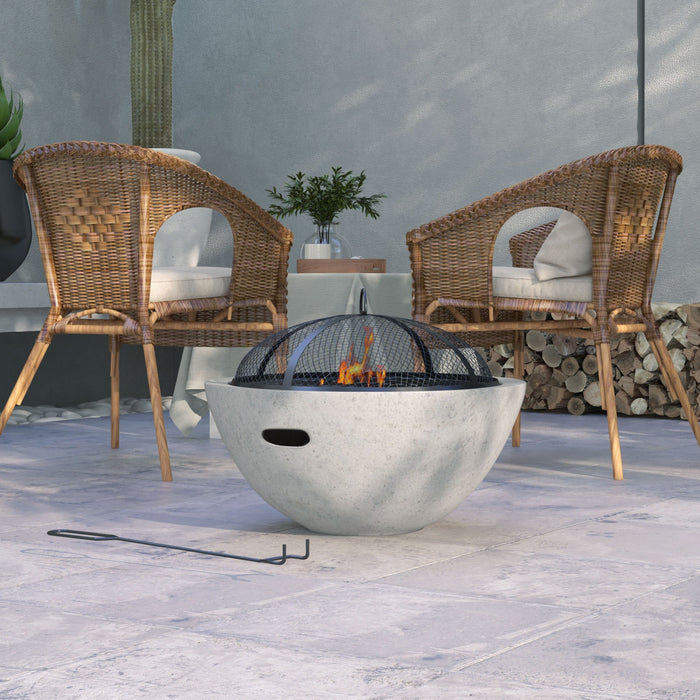 Outsunny Barbecue Avec Foyer 2 En 1, Barbecue Au Charbon De 24 Po, Gris